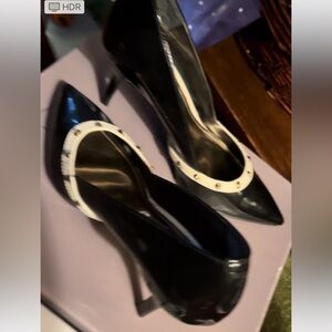 Black and cream heels